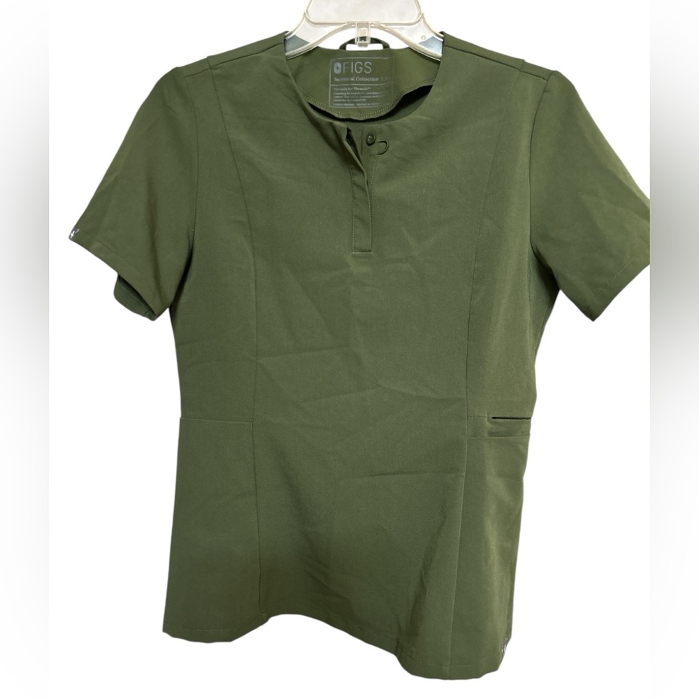 Figs Henley Slim Bristol dark olive women’s scrub top size XS scrubs